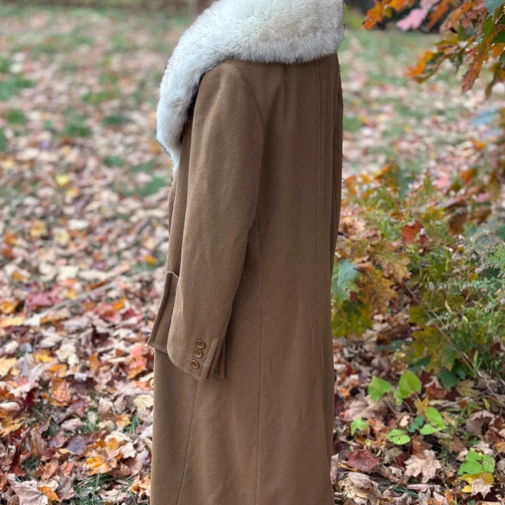 Saks Wool/Fur Coat - Picture 2 of 6